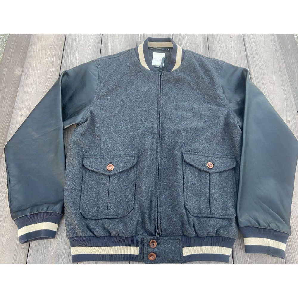 Marshall Artist Jacket Mens XL Gray Bomber Wool Handmade Simms Sigal Varsity